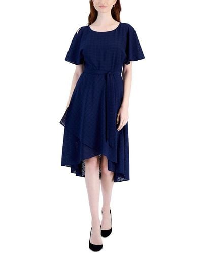 Anne Klein Flutter Slv Sash Dress - Blue