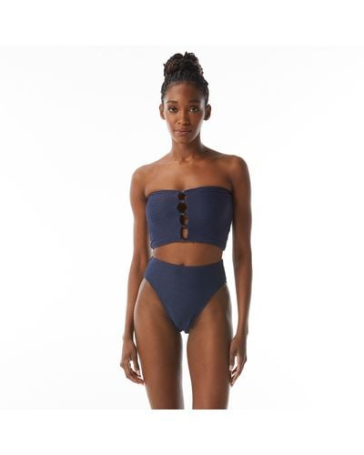 Carmen Marc Valvo Standard Bandeau Bikini Crop Top - Blue