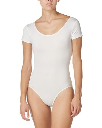 White Short Sleeve Bodysuits For Women
