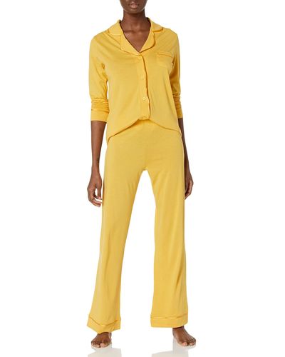 Cosabella Plus Size Bella Long Sleeve Top & Pant Pajama Set - Yellow
