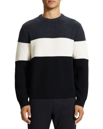 Theory Ribbed Block Stripe Sweater - Blue