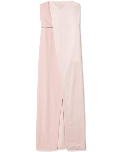 Halston Strapless Gown With Overlay - Pink