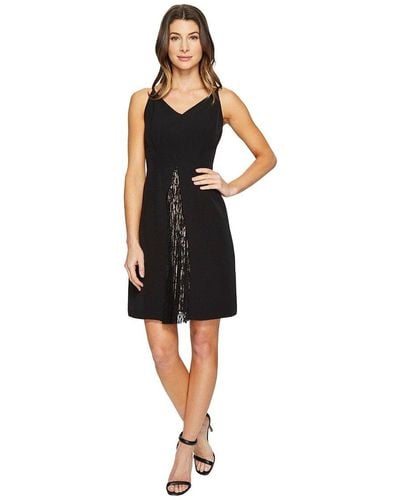 Maggy London Dream Crepe Fit And Flare With Feminine Lace - Black