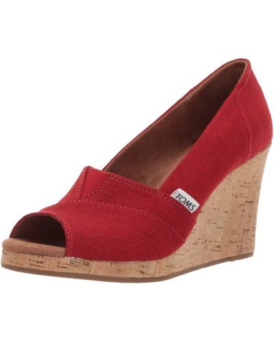 TOMS Classic Wedge Sandal - Red
