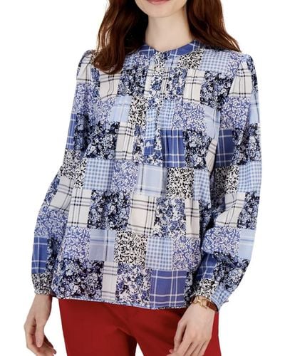 Buy Tommy Hilfiger women plus size pintuck plaid top pink combo