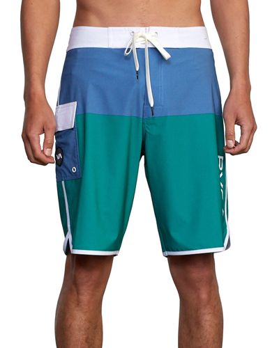 RVCA Mens 4-way Stretch Fixed Waist 20 Inch Boardshort Board Shorts - Green