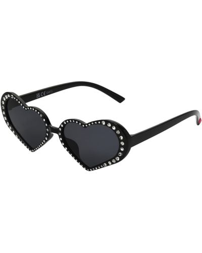 Betsey Johnson Glam & Glitter Heart Sunglasses - Black
