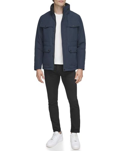 Kenneth Cole Hidden Rain Hood Jacket - Blue