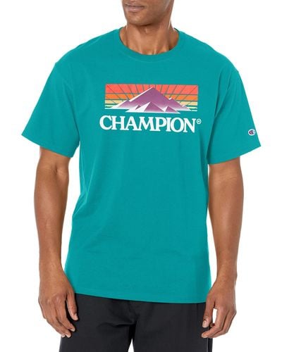 Champion , Classic Graphic, Soft And Comfortable T-shirts For - Blue