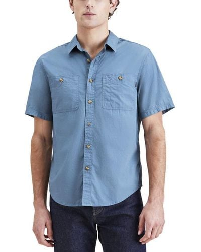 Dockers Regular Fit Short Sleeve Utility Shirt - Blue