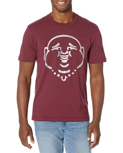 True Religion Ss Matte Foil Buddha Tee T-shirt - Red