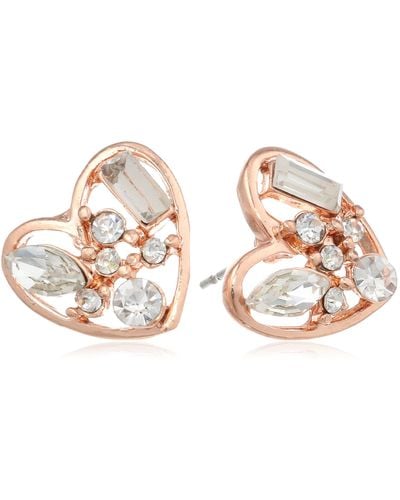 Betsey Johnson "iconic Baguette" Crystal Heart Stud Earrings - Blue