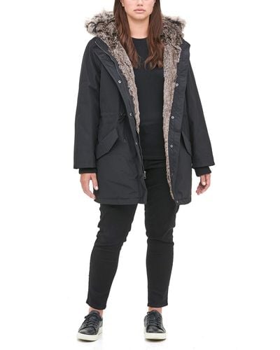 Levi's Faux Fur Lined Hooded Parka Jacket - Black