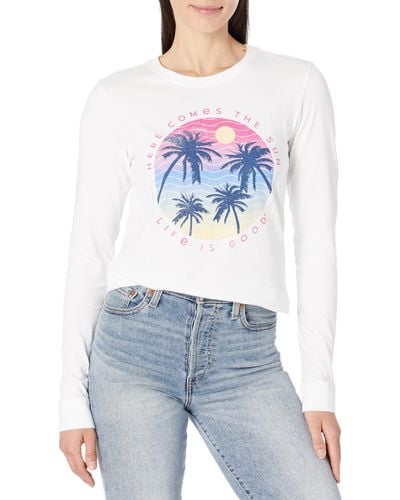 Life Is Good. Here Comes The Sun Palms Long Sleeve Crusher Tee - Blue