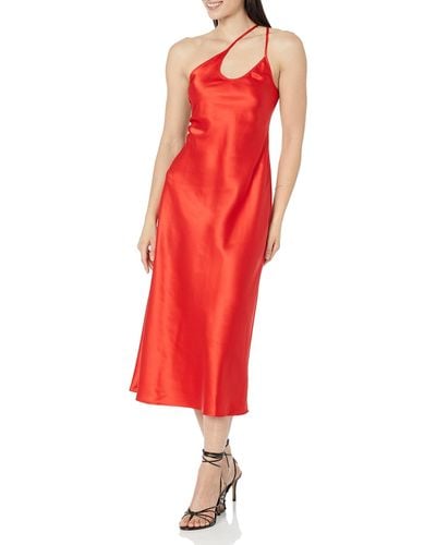 The Drop Ashley Asymmetrical Slip Dress Flame Red