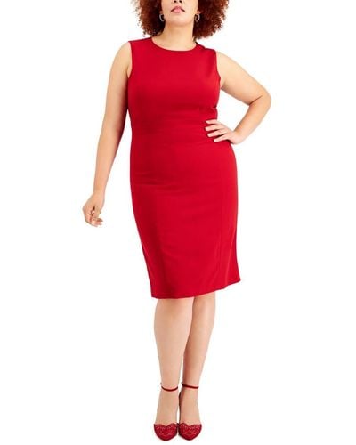 Kasper Plus Size Sheath Dress W/waistband - Red