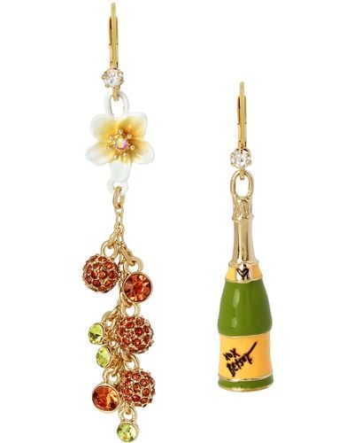 Betsey Johnson Champagne Non-matching Earrings - Metallic