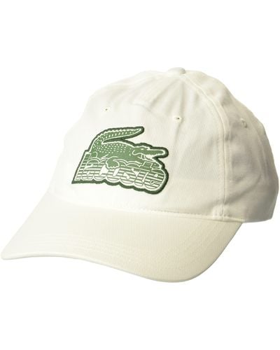 Lacoste Twill Baseball Hat With Croc Patch - White