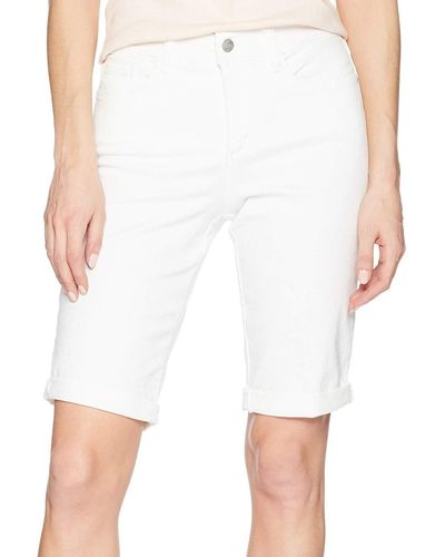 NYDJ Briella Denim Shorts With Roll Cuff - White