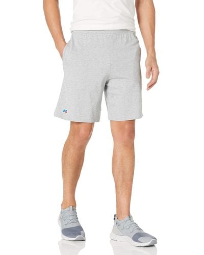 Russell Mens Premium Ringspun Cotton With Pockets Casual Shorts - Gray