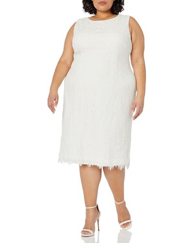 Adrianna Papell Size Plus Scarlett Lace Midi Sheath Dress - White