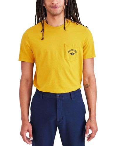 Dockers Slim Fit Short Sleeve Graphic Tee Shirt, - Yellow