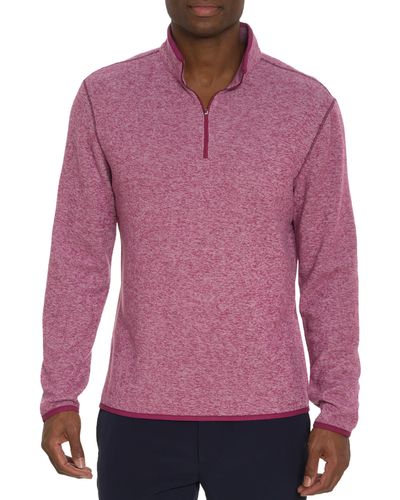 Robert Graham Cariso Long-sleeve 1/4-zip Knit Pullover Shirt - Purple
