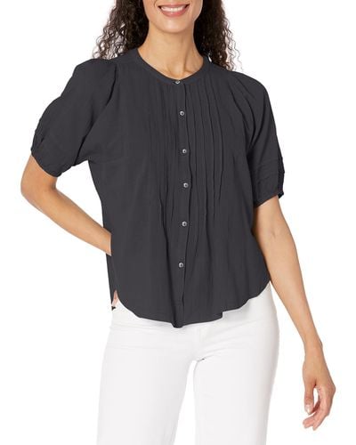 Lucky Brand Pintuck Peasant Blouse - Gray