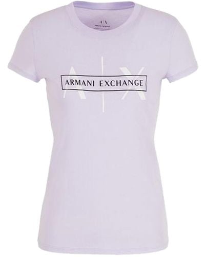 Emporio Armani A | X Armani Exchange Armani Exchange Box Logo Cotton T-shirt - Purple