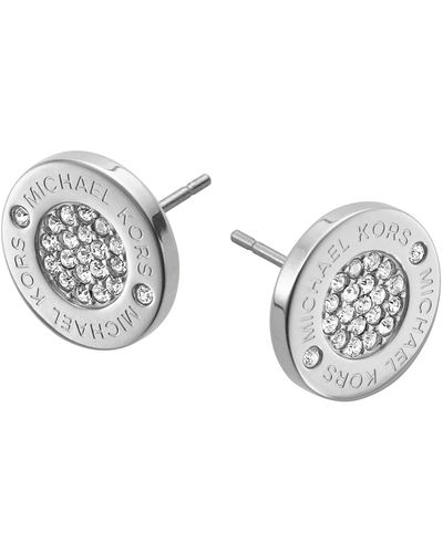 Michael Kors Stainless Steel Pavé Crystal Mk Logo Stud Earrings For - Metallic