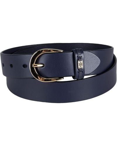 Tommy Hilfiger 100% Leather Fashion Belt - Blue