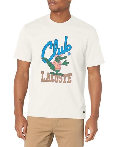 Lacoste Short Sleeve Crew Neck Club Graphic T-shirt - White