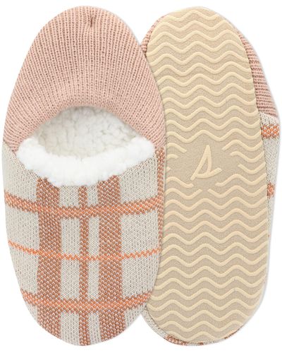Sperry Top-Sider Cozy Insulated Sherpa Slippers-1 Pair Pack-fluffy Soft Cloud Comfort With Non-slip Sole Grippers - Natural