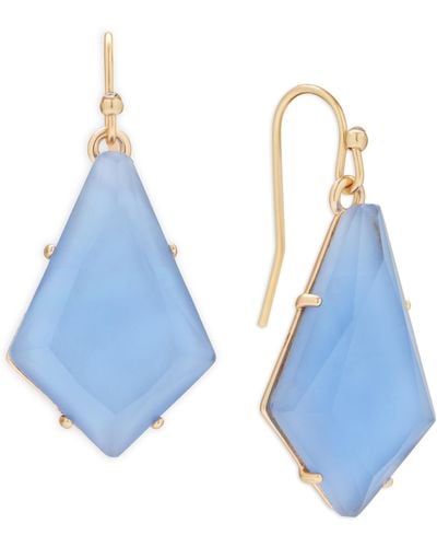 Lucky Brand Tone Color Stone Kite-shape Drop Earrings - Blue