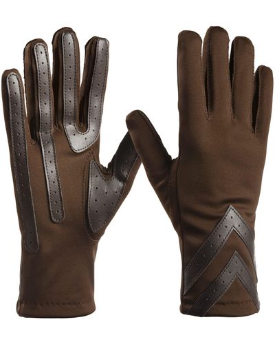 Isotoner S Spandex Touchscreen Cold Weather With Warm Fleece Lining And Chevron Details Gloves - Multicolor