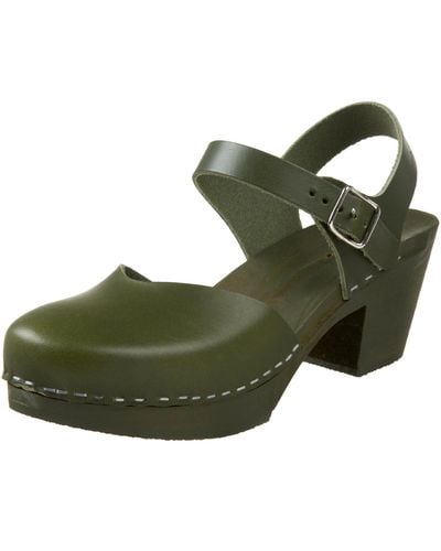 Swedish Hasbeens 834 Covered High Sandal,forrest Green,6 M Us