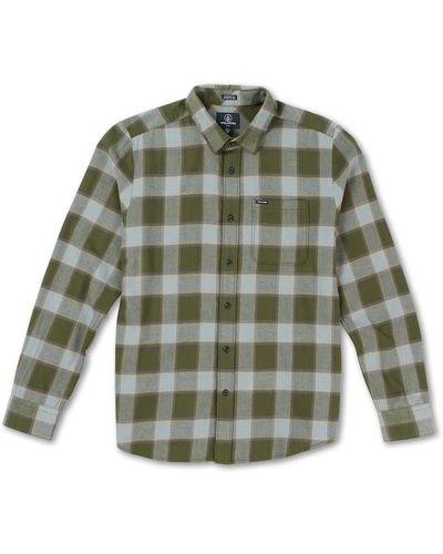 Volcom Caden Plaid Long Sleeve Flannel Shirt - Green