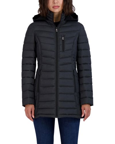 Nautica 3/4 Midweight Stretch Puffer Jacket With Hood - Gray