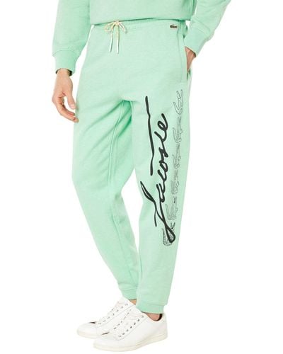 Lacoste Graphic Signature On Side Leg Sweatpants - Green