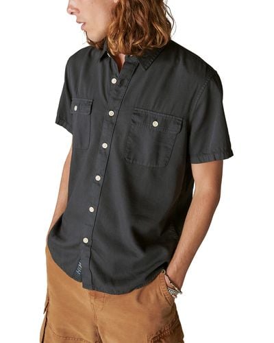 Lucky Brand Short Sleeve Lived-in Workwear Shirt - Black