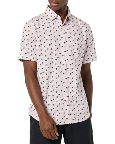 Amazon Essentials Short-Sleeve Regular-Fit Stretch Poplin Shirt Chemise - Blanc