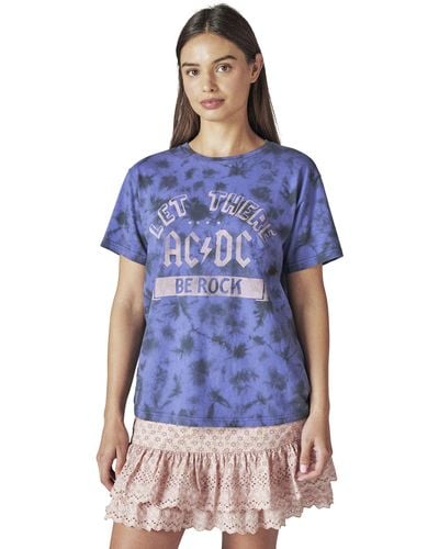Lucky Brand Womens Acdc Classic Crew Tee T Shirt - Blue