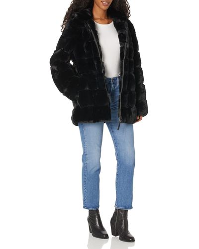 DKNY Womens Outerwear Faux Fur,black,x-large