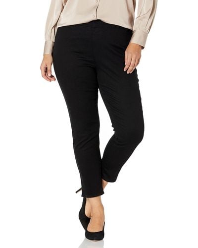 NYDJ Plus Size Pull On Skinny Ankle Jean With Side Slit - Black