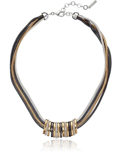 Nine West Womens High Stakes Multi-tone Frontal Slider Necklace - Multicolor