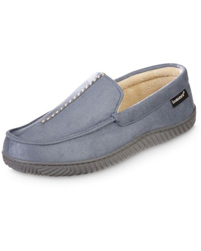Isotoner Liam Microsuede Moccasin Slipper With Memory Foam - Blue