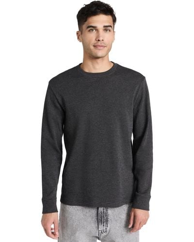 Vince S Textured Thermal L/s Crew - Black
