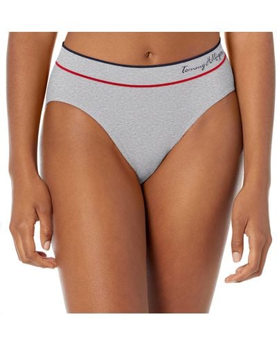 Tommy Hilfiger Scotton Bikini Panties, 6 Pair Packheather Grey/navy /red  /blackx-large in White