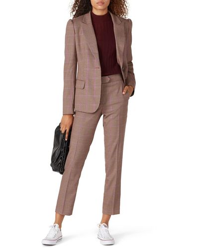 MILLY Rent The Runway Pre-loved Kristen Check Plaid Pant - Brown