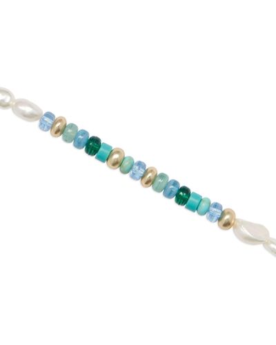 Lucky Brand Turquoise And Pearl Beaded Bracelet - Blue